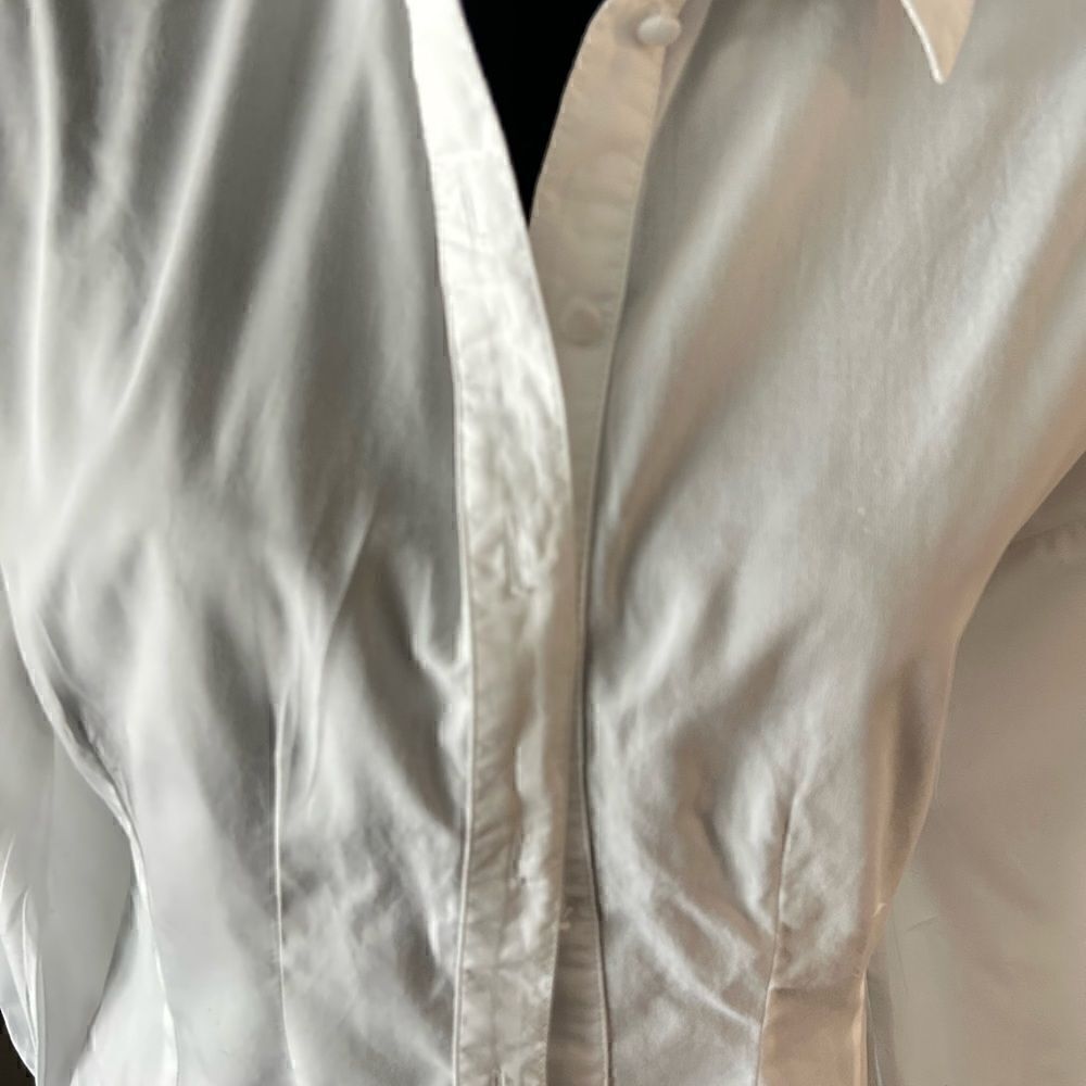 Reclaimed Vintage White Cotton Button-Up Shirt Balloon Sleeves US 4 NWOT - Picture 4 of 6